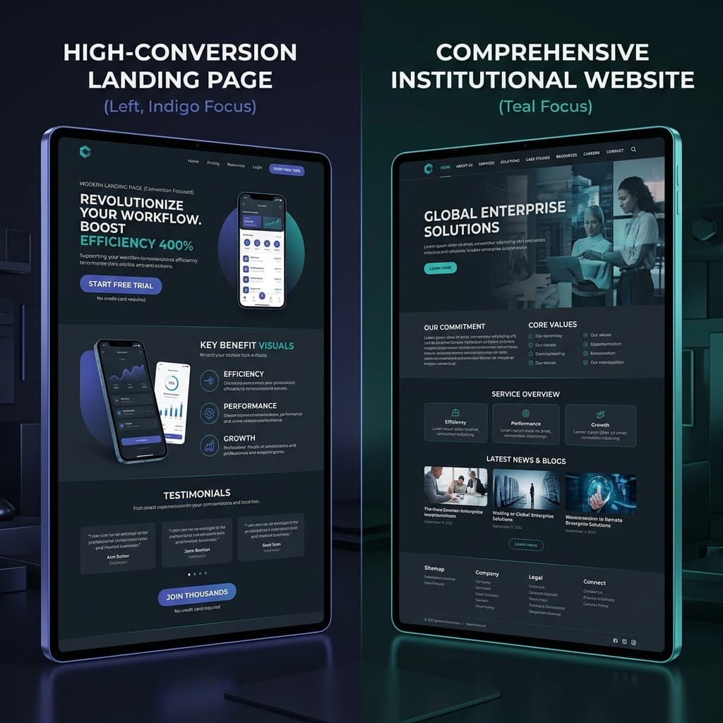 Landing page vs site institucional: qual gera mais vendas?